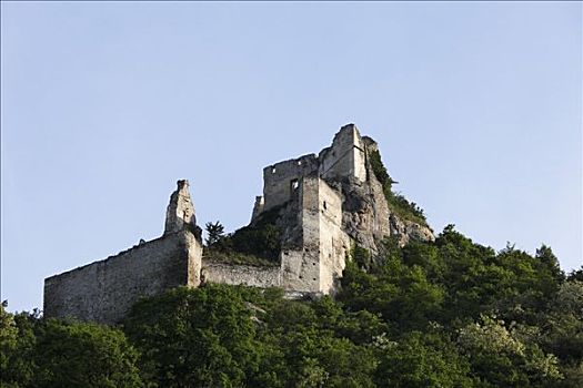 城堡,遗址,杜恩斯坦,多瑙河,山谷,瓦绍,下奥地利州,奥地利,欧洲