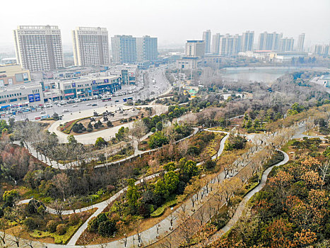 航拍江苏徐州汉文化景区车马出行广场