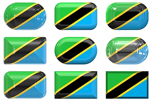 玻璃,扣,旗帜,坦桑尼亚