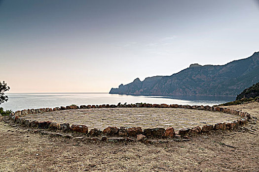 圆,石头,海滩,科西嘉岛,法国