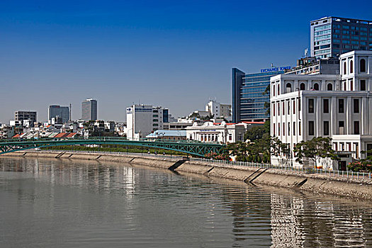 步行桥,运河,胡志明市,越南,亚洲