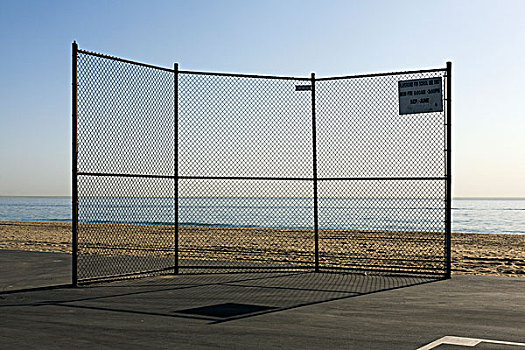 空,篮球场,海滩
