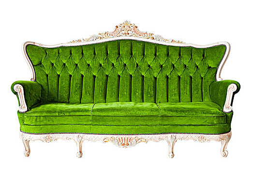 旧式,奢华,绿色,沙发