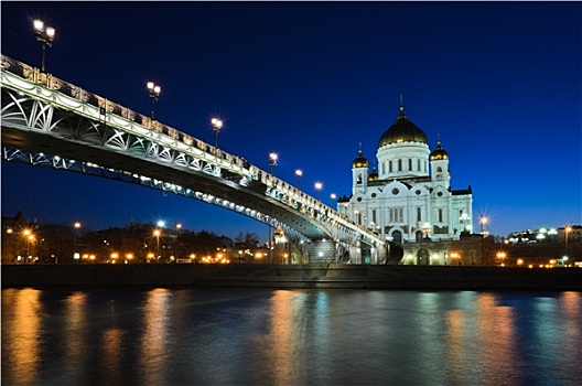 俄国东正教堂,大教堂,耶稣,夜晚,莫斯科,俄罗斯