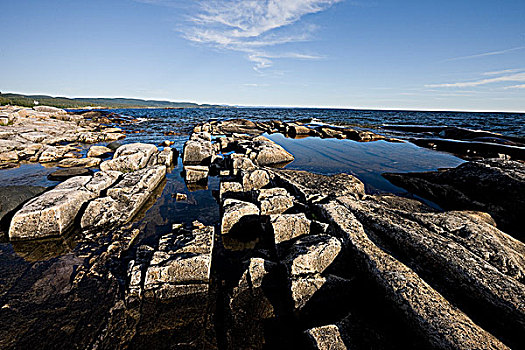 岩石,苏必利尔湖,海岸线,小湾,苏必利尔湖省立公园,安大略省,加拿大
