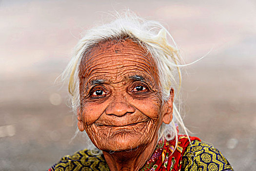 老,印度女人,头像,孟买,马哈拉施特拉邦,印度,亚洲