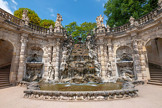 装饰,喷泉,巴斯城,茨温格尔宫,宫殿,德累斯顿,德国