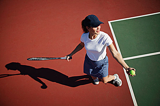 女人,玩,网球