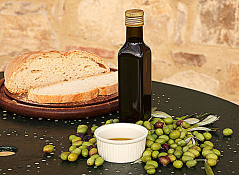 面包,橄榄油,橄榄,佩鲁贾,翁布里亚,意大利