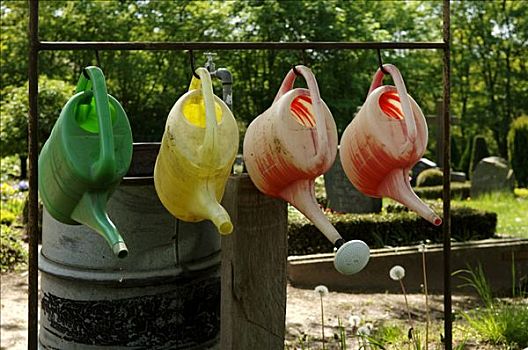 彩色,洒水壶,墓地,梅克伦堡前波莫瑞州,德国,欧洲