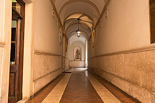 长,入口,走廊,罗马,雕塑,远处,意大利