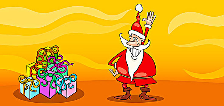 圣诞老人,礼物,卡通,卡片