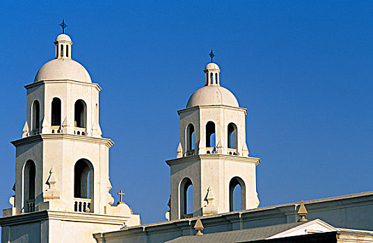 钟楼,圣奥古斯汀,天主教,教堂,图森,亚利桑那,美国