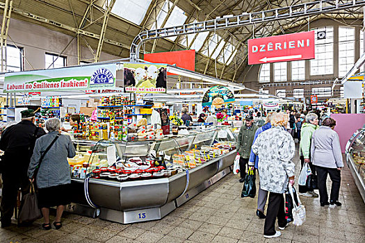 货摊,市集,里加,中央市场,拉脱维亚,欧洲