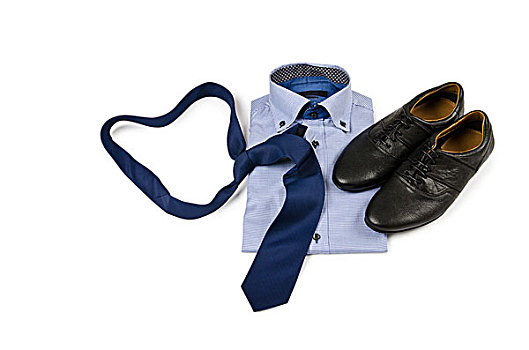 鞋,衬衫,领带,白色背景