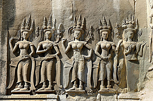 浮雕,吴哥窟,寺庙,柬埔寨,东南亚,亚洲