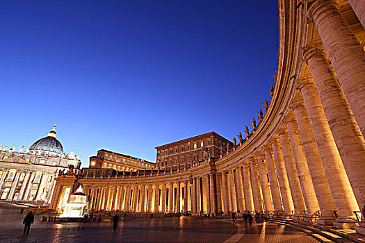 宫殿,夜晚,梵蒂冈城,罗马,意大利,欧洲