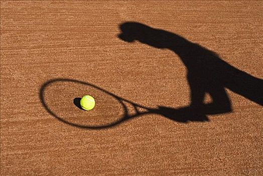 影子,女人,玩,网球