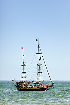 海盗船,航行,海洋,蓝天