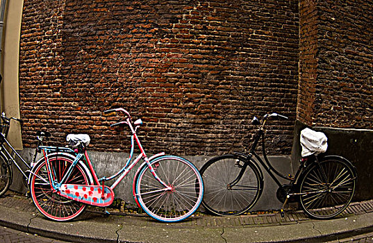 自行车停放,砖墙,荷兰