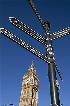 大本钟,标志牌,伦敦,英格兰
