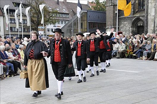 传统服装,国家,跳舞,乌尔姆,节日,2008年,巴登符腾堡,德国,欧洲