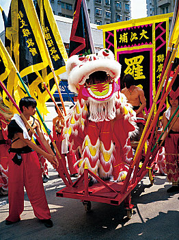 香港回归十周年图片展览舞狮子