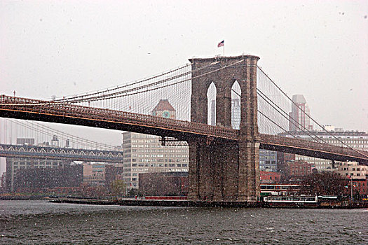 布鲁克林大桥,暴风雪,纽约