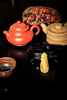 古董,古代,收藏,雕刻,古玩,茶壶,紫砂壶,木碗,静物,玉雕,玉,鱼
