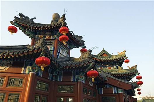 中国,北京,春节,红灯笼,龙,装饰,龙潭湖,公园