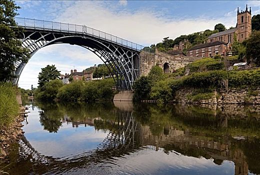 铁桥,穿过,河,第一,全球,建造,泰尔福特,什罗普郡,英格兰,英国,欧洲