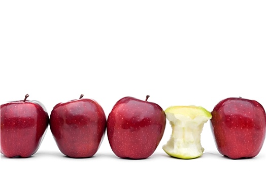 红色,美味,苹果,独特,绿色,吃剩下