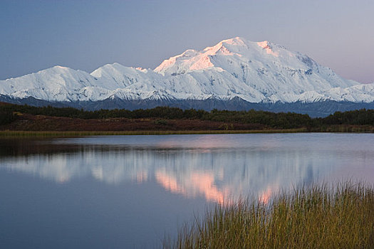 景色,山,麦金利山,阿拉斯加山脉,日落,德纳里峰国家公园,室内,阿拉斯加,秋天