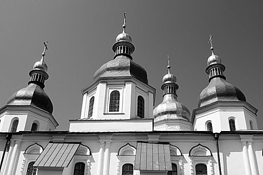 圣徒,教堂,基辅,东正教,绿色,黑白