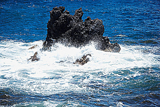 岩石构造,海洋,夏威夷热带植物园,夏威夷大岛,夏威夷,美国