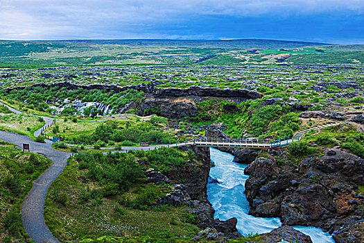 瀑布,靠近,冰岛