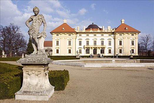 雕塑,城堡,德国,南摩拉维亚,捷克共和国,欧洲