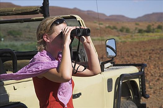 旅游,双筒望远镜,追踪,犀牛,达马拉兰,纳米比亚