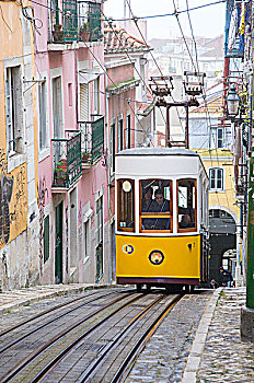 举起,有轨电车,陡峭,山,里斯本,葡萄牙