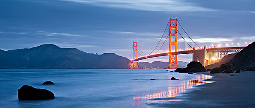 美国,北美,金门大桥,旧金山,加利福尼亚,蓝色,桥,气氛,晨光,城市,风景