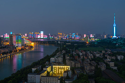 武汉,夏日,城市天际线,夜景,风光