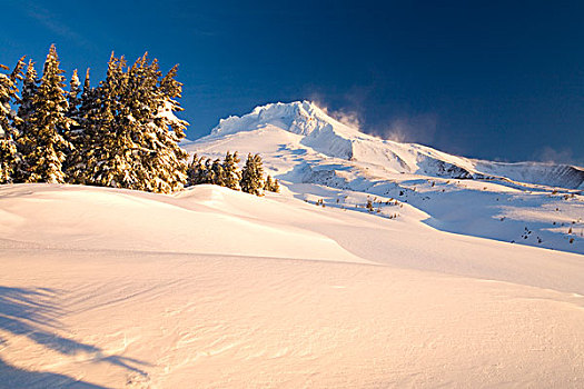 冬季风景,胡德山,俄勒冈,美国