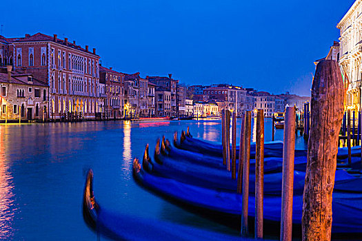 大运河,小船,蓝色,钟点,威尼斯,意大利,欧洲