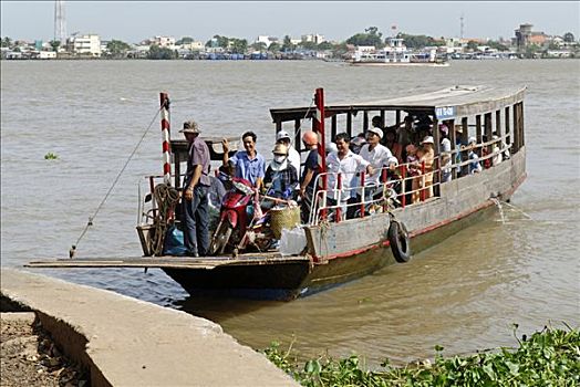 乘客,渡轮,湄公河,湄公河三角洲,越南,亚洲