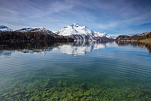 反射,清水,湖,恩格达恩,瑞士
