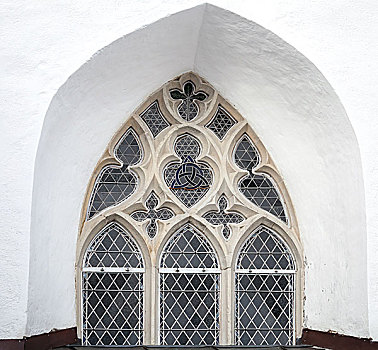 哥特式,窗户,白色背景,教堂,墙壁,老,局部,塔林,爱沙尼亚