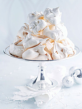 蛋白甜饼,银,碗,圣诞节