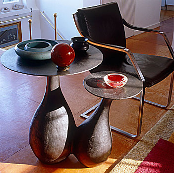 桌子,大卫像,旁侧,瑞士,70年代风格,椅子,软垫,皮革