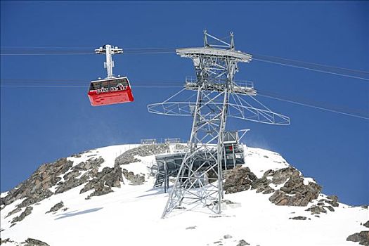 冬季运动,滑雪区,俯视,索道,恩加丁,格劳宾登州,瑞士