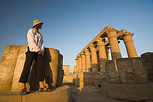 女人,游客,寺庙,路克索神庙,埃及